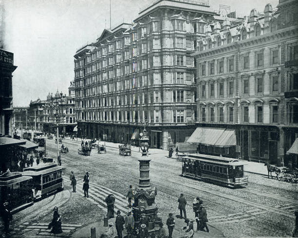 market street san francisco usa 19th century - san francisco county fotos imagens e fotografias de stock