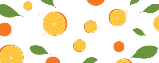 istock Oranges with Green Leaves isolated. Flying slices of oranges. Vector for Advertising. 1432463181