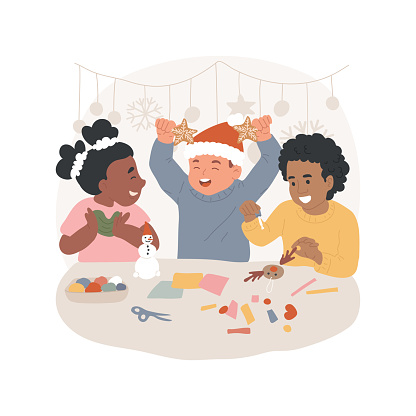 Making crafts together isolated cartoon vector illustration.
