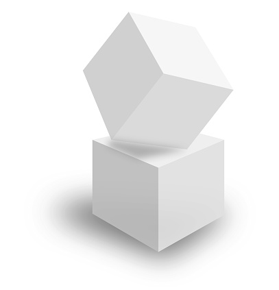 White cubes stacked on and shadow vector illustrator