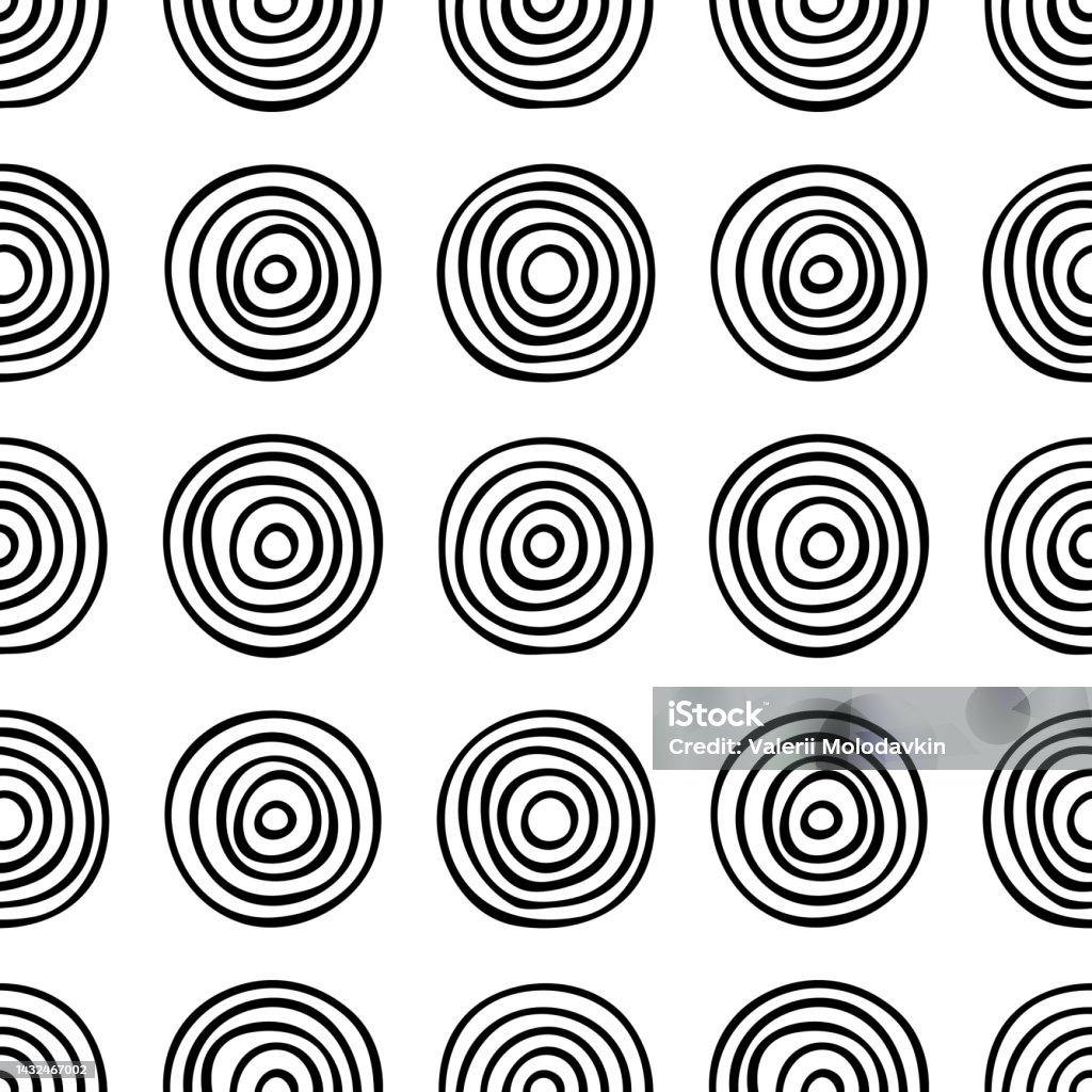 Ten Rings Pattern Seamless Patterns Rings Of Different Sizes Hand Made Stock Illustration ...