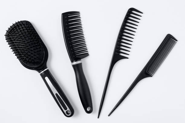 istock Set  four black hair combs. White background. 1432469383