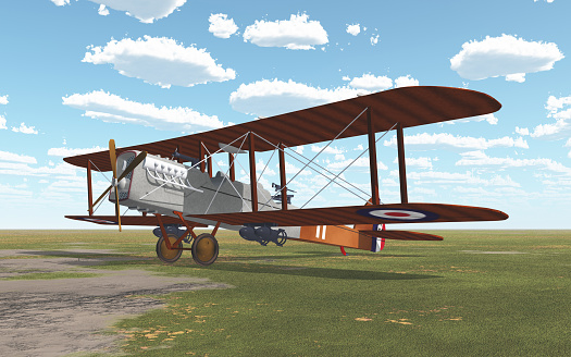 Computer generated 3D illustration with an US biplane airplane from 1915