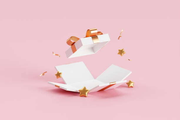 istock Blank open gift box birthday surprise package isolated on celebration pink 3d background with happy christmas empty new year anniversary present packaging or minimal product creative shopping prize. 1432472473