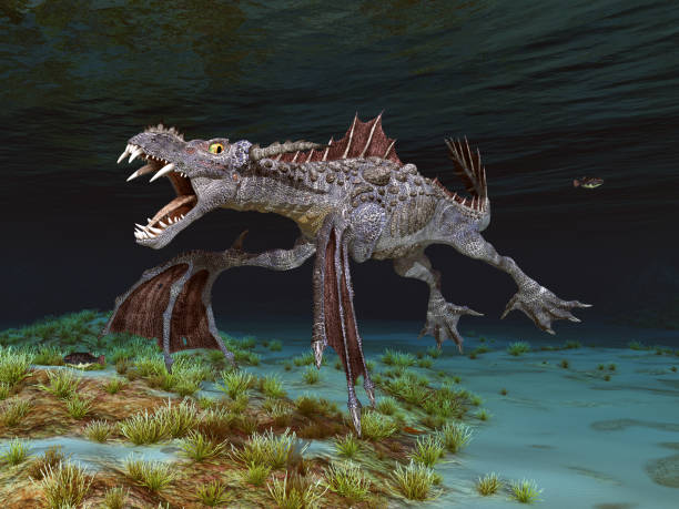 istock Sea monster in an underwater landscape 1432473239