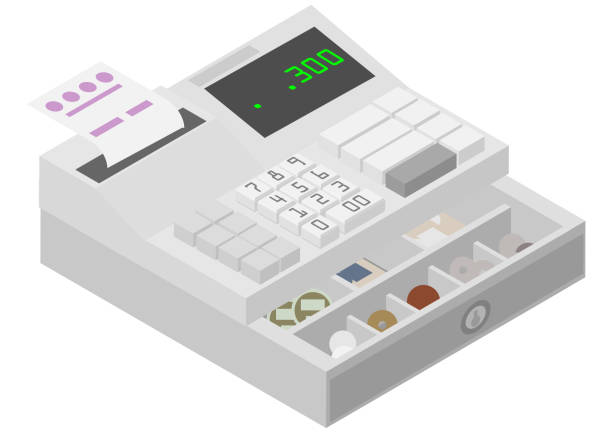 ilustrações, clipart, desenhos animados e ícones de registro isométrico - national cash register