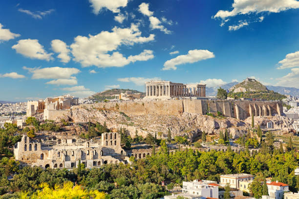 ギリシャ、アテナイのアクロポリスのパルテノン神殿(紀元前447年) - greece athens greece parthenon acropolis ストックフォトと画像