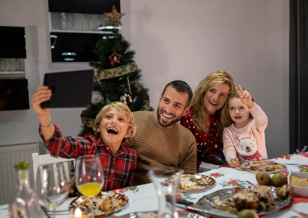 istock Taking a family selfie during Christmas dinner 1432474762