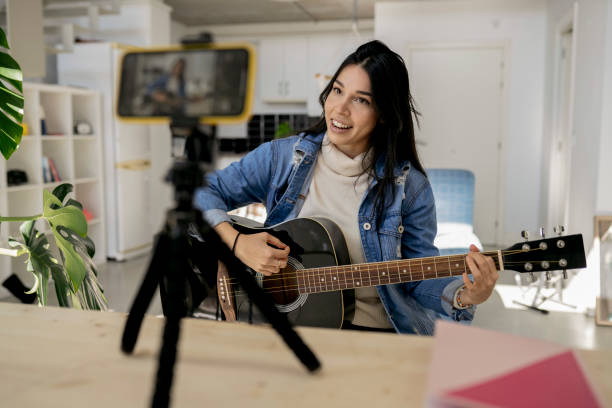 istock Live video recording with the guitar 1432474952