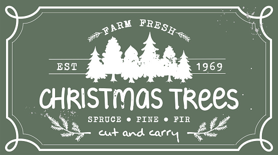 Vintage sign for Christmas Tree Farm vector art