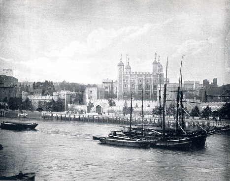 Tower of London on banks of River Thames. Site of various executions for hundreds of years. Now tourist destination and where Crown Jewels are kept