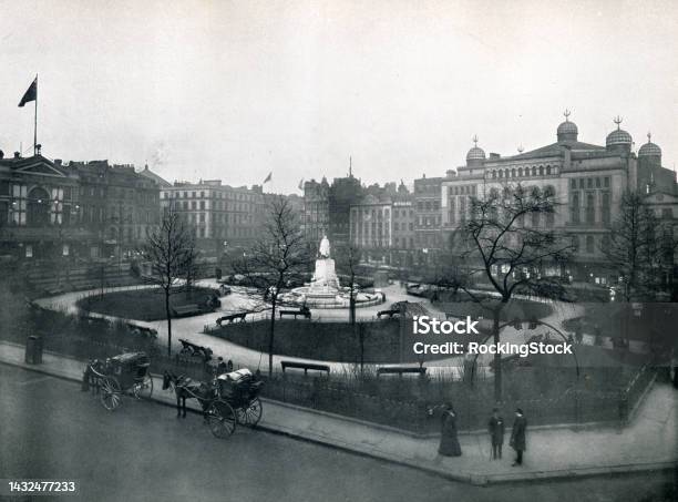 Leicester Square 19th Century London Stock Photo - Download Image Now - Film Industry, Movie, Photograph