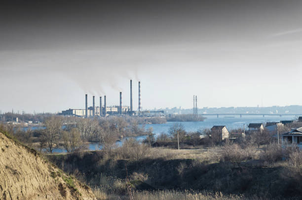istock Black smoke coming from the pipe plant 1432478062