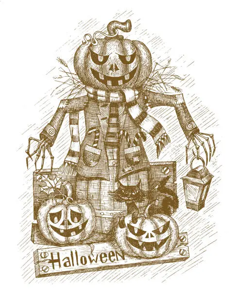 Vector illustration of Halloween illustration drawn by hand