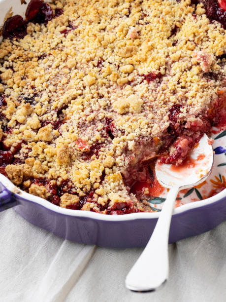 istock Fruit crumble, Berry fruit crumble pie, Crumble,  Cobbler, Cherry crumble, Berry fruit crumb tart 1432479342