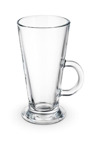 istock Glass cup for latte coffee isolated on white. 1432484192