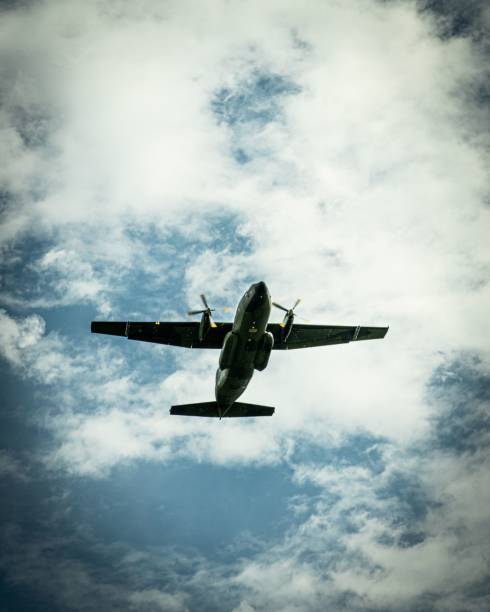 istock Vertical low angle shot of a flying airplane 1432485760