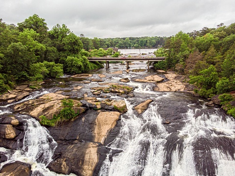 A beautiful scene of High Falls in Georgia, USA with greenery