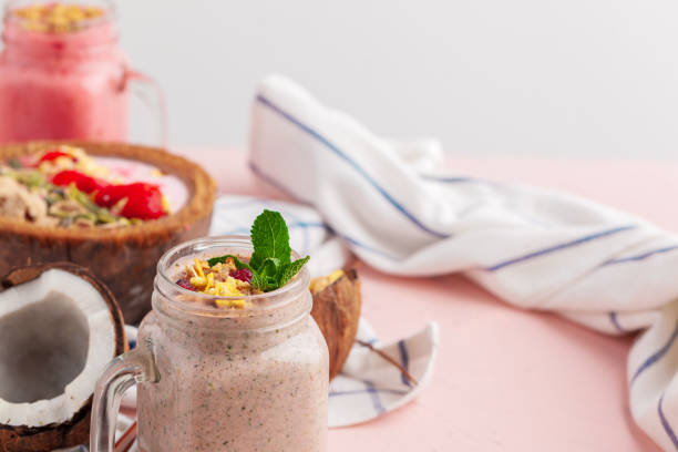 Coconut yogurt topped with grain free paleo style granola made with mixed nuts