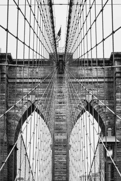 Greyscale shot of the Brooklyn bridge
