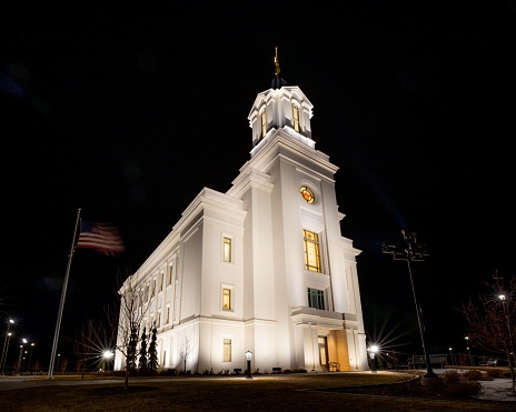 The Cedar City Utah Temple at night