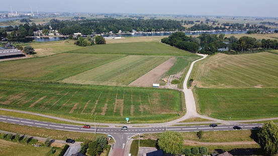 zwolle, Netherlands: An aerial view of a field landscape from the Netherlands