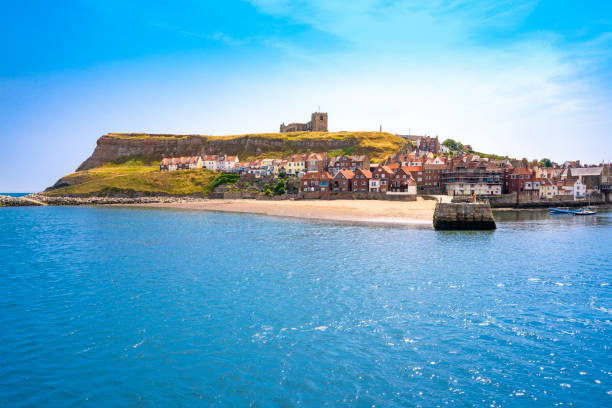 horizon de whitby et rivière esk uk à scarborough borough concil of england - esk river photos et images de collection