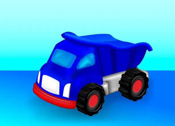Vector illustration of Toy truck. Blue truck. Vector image.