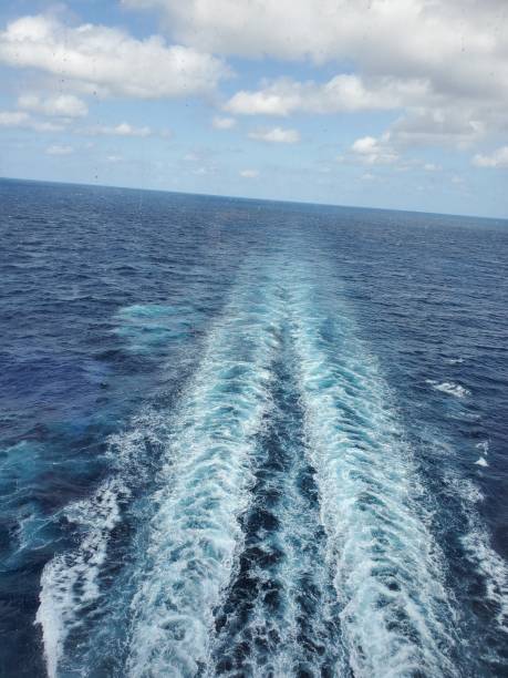 istock Water of the ocean flowing behind a boat engine 1432498406