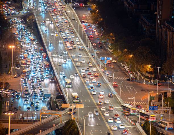 istock Aerial view of a street during rush hour 1432501942