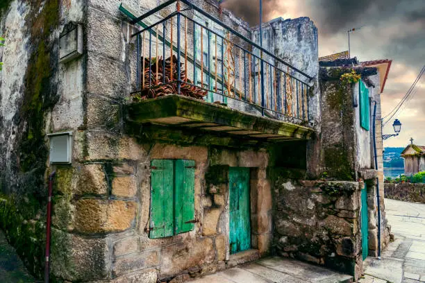 Old house with balcony in Combarro. Pontevedra
