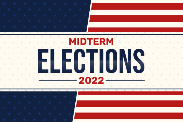 Midterm Elections 2022 background with American flag colors design and typography. November elections in the United States of America, background Midterm Elections 2022 background with American flag colors design and typography. November elections in the United States of America midterm election stock illustrations