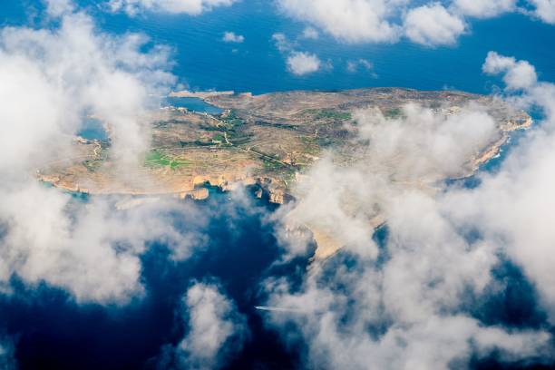 The island of Comino in Malta from the plane