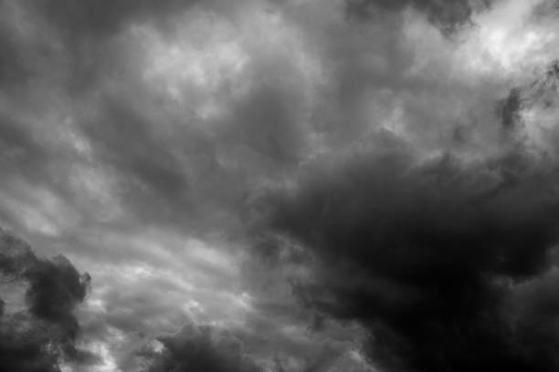 istock Grayscale of stormy clouds in the sky looking depressive 1432516283
