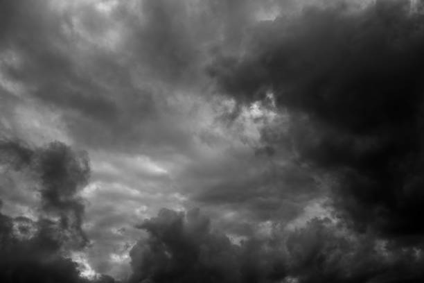 istock Grayscale of stormy clouds in the sky looking depressive 1432516289