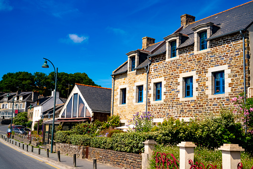 Cancale french Bretagne Brittany picturesque village facades in France famous for the seafood and oysters