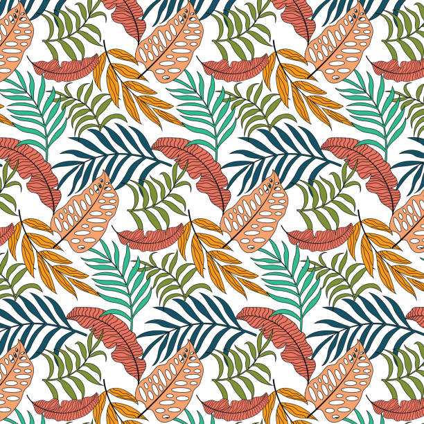 252. abstract drawn graphic seamless pattern of leaves. - getty stock illustrations