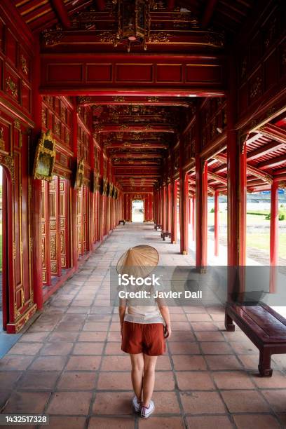 Tourist Touring The Imperial City Of Hue Vietnam Stock Photo - Download Image Now - Huế, Fort, Point of View
