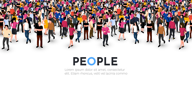 Large group of people on white background. People crowd concept. Vector illustration