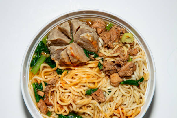 istock Chicken noodle with meatball, sauce, and vegetables 1432518853