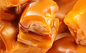 Flowing caramel  background.  Caramel with toffee sauce. Pattern, Wallpaper