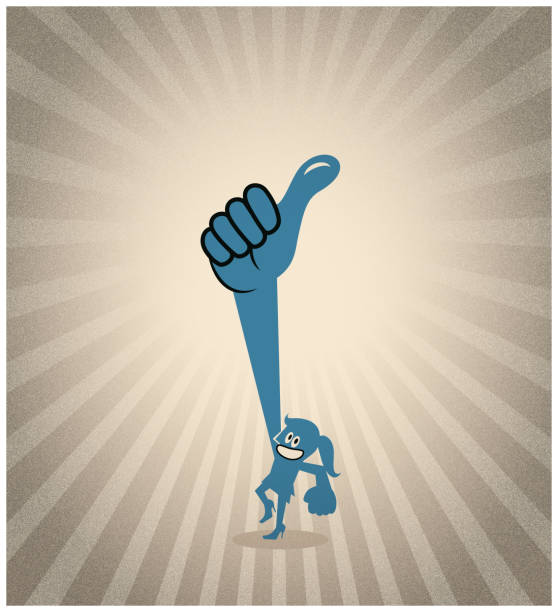 bildbanksillustrationer, clip art samt tecknat material och ikoner med a powerful woman gives a thumbs-up hand sign - drömjobb