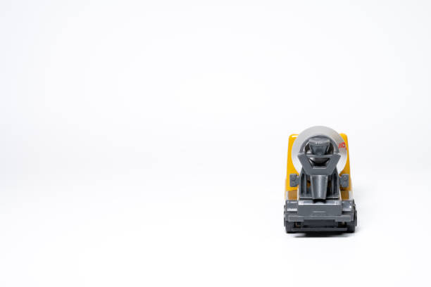 A model of a concrete mixer truck on a white background.