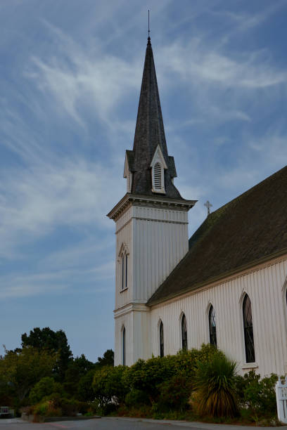 istock White Country church with steeple and bell tower 1432523730