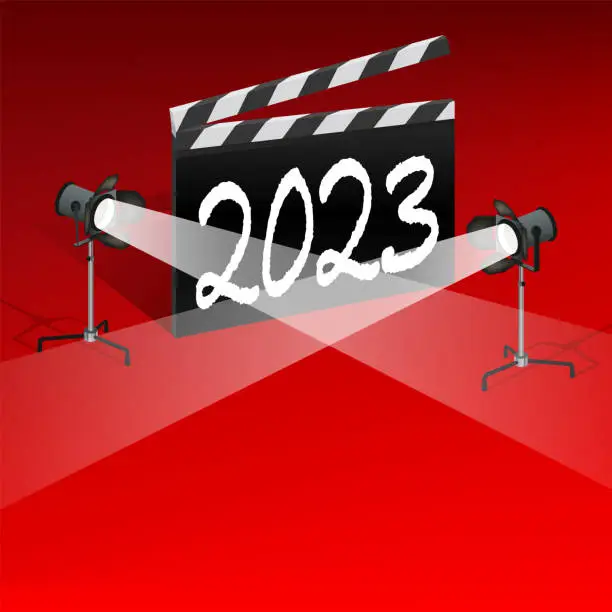 Vector illustration of Greeting Card 2023 for cinema and the world of entertainment.