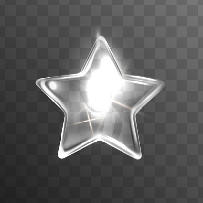Isolated star glass on transparent background.