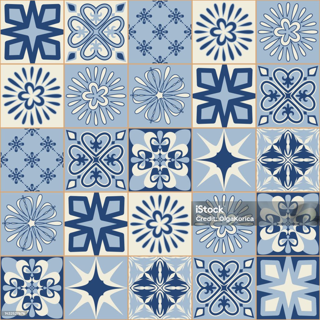 Gạch Men Phong Cách Tây Ban Nha Mô Hình Đối Xứng Cổ Điển Để Trang ...