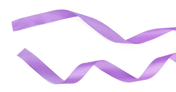 istock Purple satin ribbon isolated on white background 1432532498