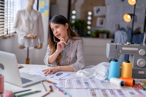 istock Young professional clothes fashion textile creative thinking designer 1432534713