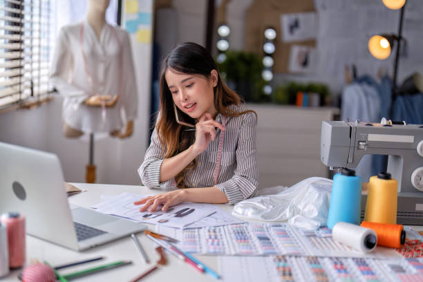 istock Young professional clothes fashion textile creative thinking designer 1432534884